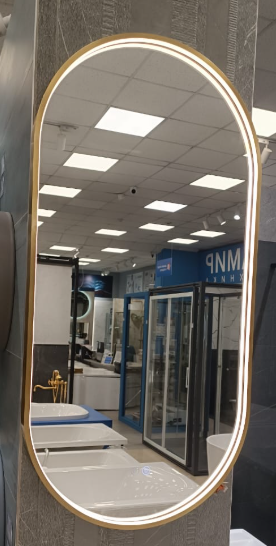 Зеркало с подсветкой AVS AG 50x100 см, антипар, брашированное золото