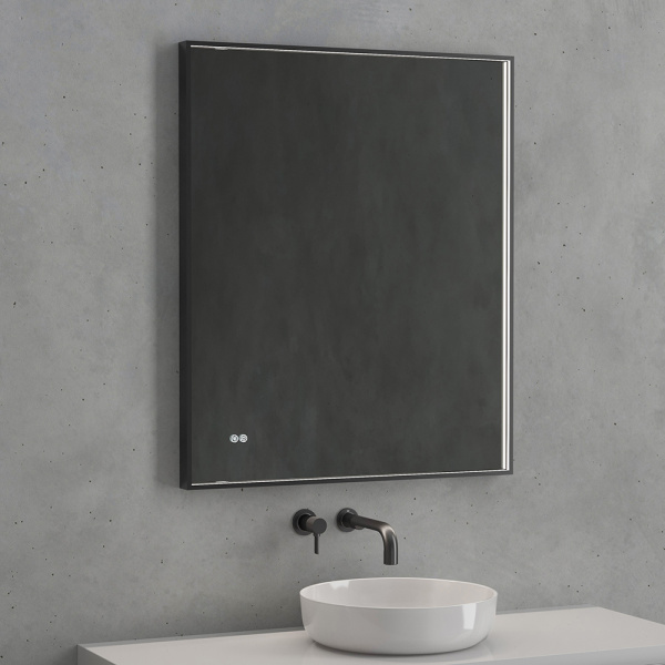Зеркало с подсветкой AVS ZH 75x90 см, антипар, черное матовое